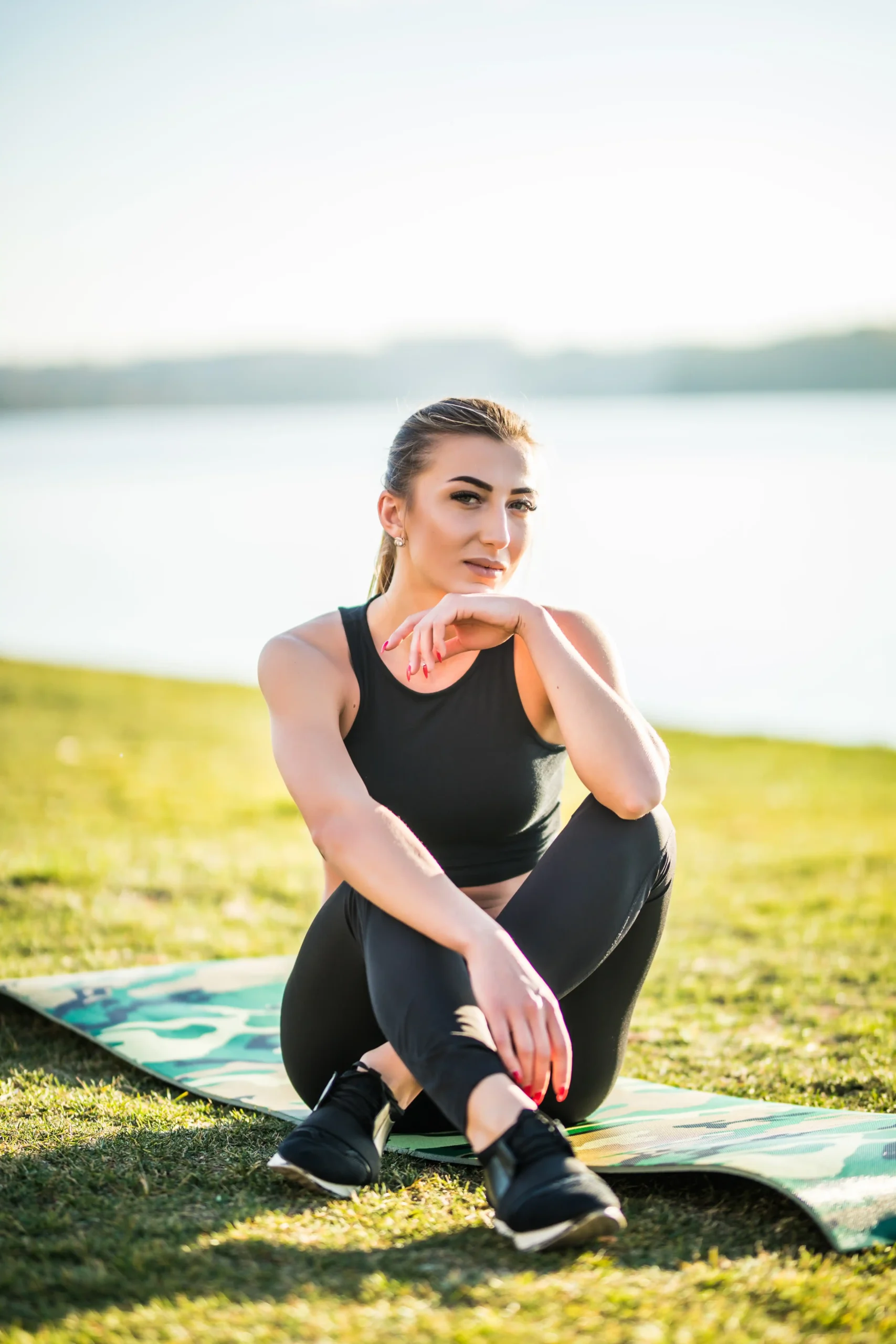 attractive woman stretching before fitness exercise relax mat 11zon attractive woman stretching before fitness exercise relax mat 11zon